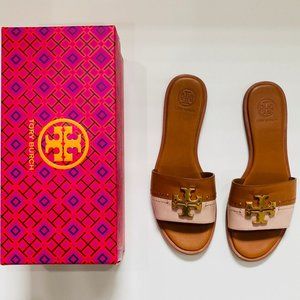 Tory Burch Everly Slide Size 7.5 tan/pink